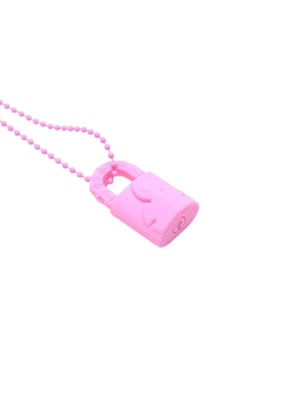 Chrome Hearts Padlock Flerknee Silicone Rubber Necklace Pink Ball Chain